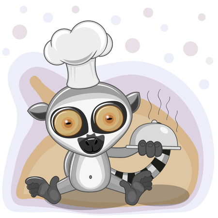 Cook Lemur with a tray in handのイラスト素材
