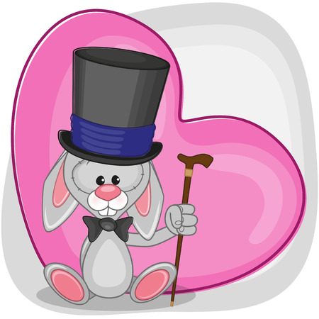 Greeting card Bunny in hatのイラスト素材