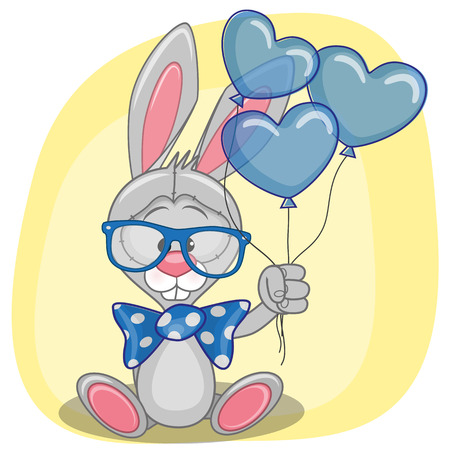 Greeting card Bunny with balloonsのイラスト素材