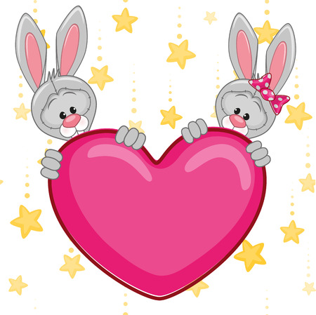 Valentine card with Lovers Rabbitsのイラスト素材
