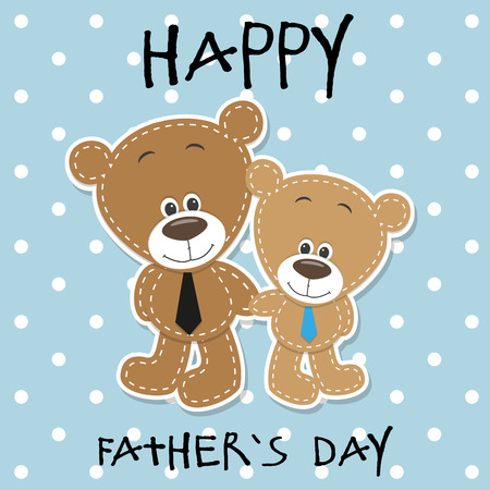 Greeting card Two bears a father and a sonのイラスト素材