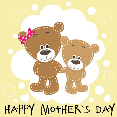 Greeting card Two bears a mother and a sonのイラスト素材