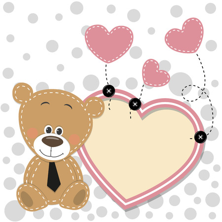 Valentine card with Bear with heart frameのイラスト素材
