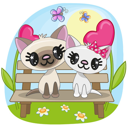 Valentine card with Lovers Catsのイラスト素材