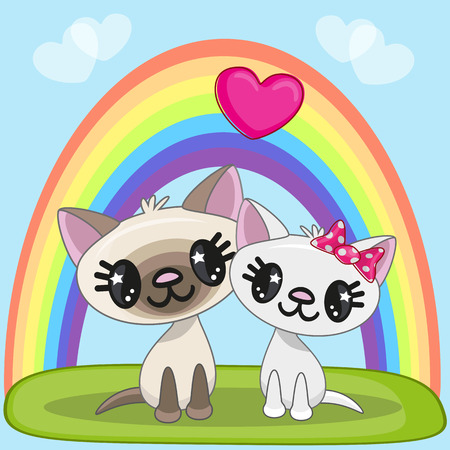 Valentine card with Lovers Catsのイラスト素材