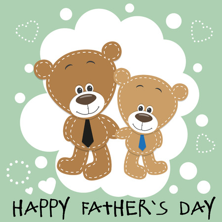 Greeting card Two bears a father and a sonのイラスト素材