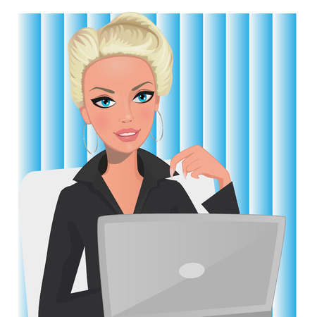 A woman in an office settingのイラスト素材