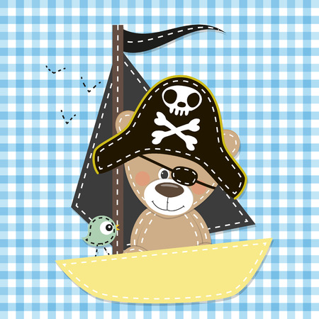 Cute cartoon Bear in a pirate hatのイラスト素材
