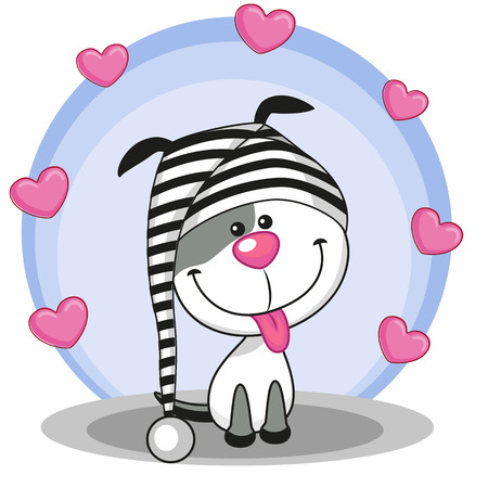 Cute Dog in hat with heartsのイラスト素材