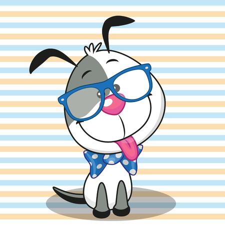Hipster Dog on a stripes backgroundのイラスト素材