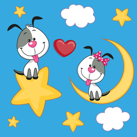Valentine card with Lovers Dogsのイラスト素材
