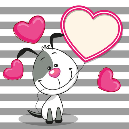 Valentine card with Dog with heart frameのイラスト素材