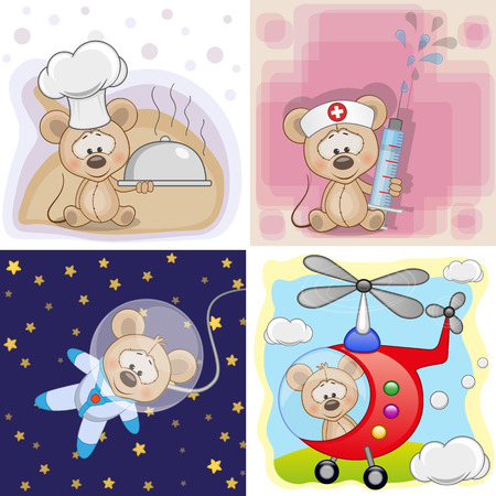 A set of cards with different professionsのイラスト素材