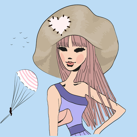 Sketch of a fashion girl isolated on a white backgroundのイラスト素材
