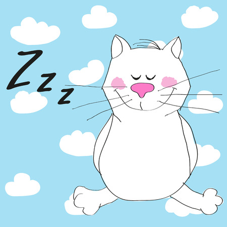 Sleeping Cat on a blue backgroundのイラスト素材