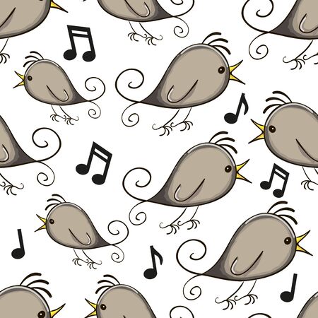Birds seamless pattern on a white backgroundのイラスト素材