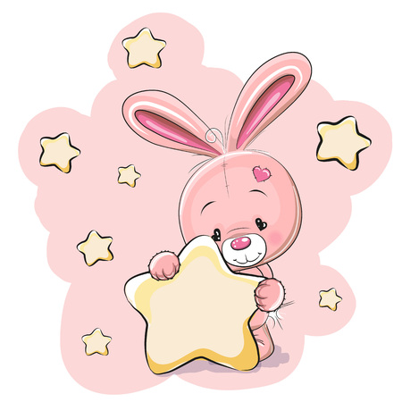 Rabbit with a star on a stars backgroundのイラスト素材