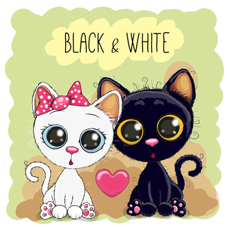 Two Cute Cartoon Cats Black And Whiteのイラスト 素材 ストックフォト 写真素材のstock Foto ストックドットフォト