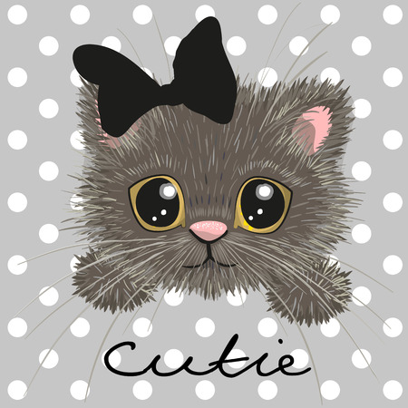 Cute british kitten isolated on a dots backgroundのイラスト素材