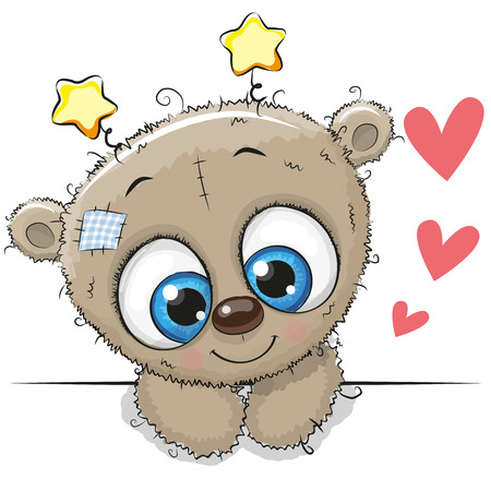Cute Cartoon Teddy Bear with big eyesのイラスト素材