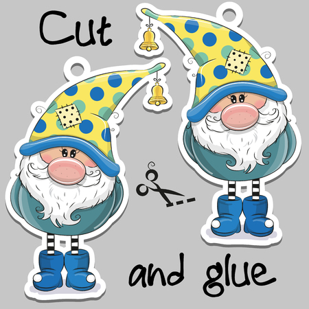 Cute Cartoon Gnome on a gray background for handmade decorationのイラスト素材