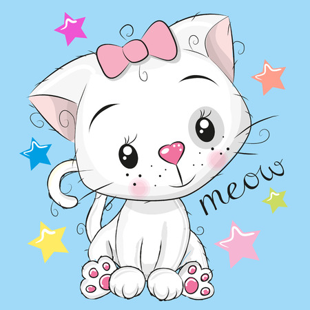 Cute Kitten and stars vectorのイラスト素材