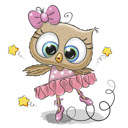 Cute Cartoon Teddy Bear Ballerina on a white backgroundのイラスト素材