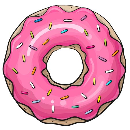 Pink Donut isolated on a white backgroundのイラスト素材