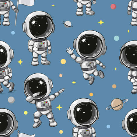 Pattern Cute Cartoon astronautのイラスト素材
