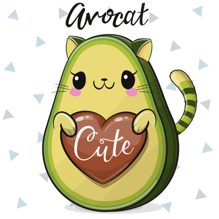 Cute Cartoon Avocat Avocado on a white backgroundのイラスト素材