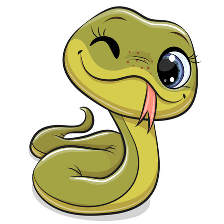 Cute Cartoon Snake isolated on a white backgroundのイラスト素材