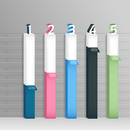 Abstract 3D digital illustration graph. Vector illustration can be used for workflow layout, diagram, number options, web design.のイラスト素材