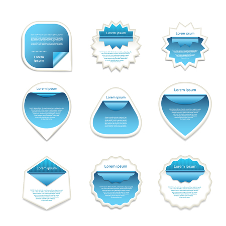 Set of blue and white vector stickers on blured background.  Vector illustration. eps 10のイラスト素材