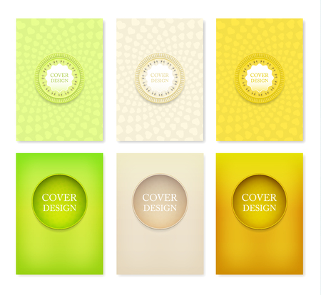 Set of brochures in vintage style. Vector design templates. Vintage frames and backgrounds.のイラスト素材