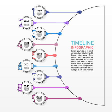 Business data visualization. Process chart. Abstract elements of raph, diagram with 9 steps, options, parts or processes. Vector outline timeline template.のイラスト素材