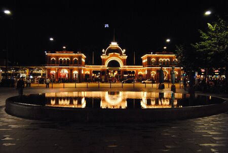 The entrance of Tivolis gardens by night in Copenhagen - Denmarkの素材