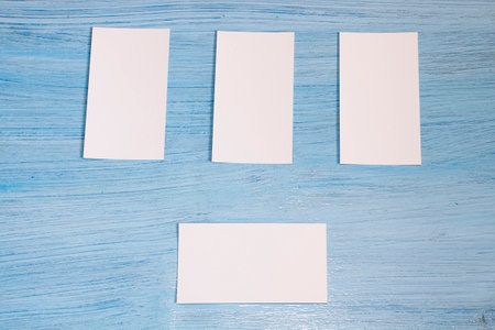 Four business cards are in a row - stock photoの写真素材