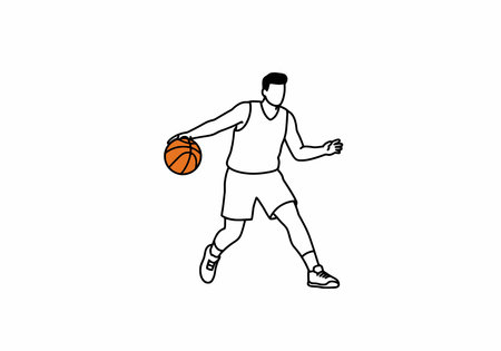 Basketballer clipart. A clipart illustration of a basketballer player dribbling a ball.の写真素材