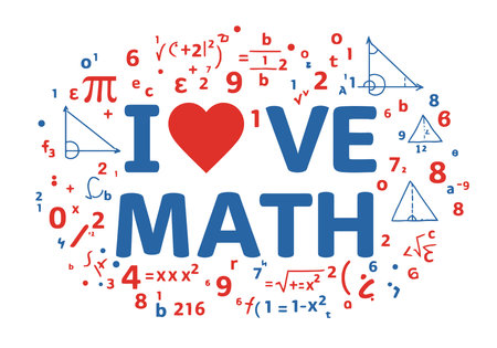 I Love Math Clipart. I love math with mathematical symbols and equations. Vector illustration design.の写真素材