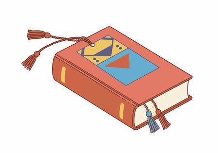 Book Mark Clip Art. Red book with geometric cover design and tassels. Vector illustration design.の写真素材