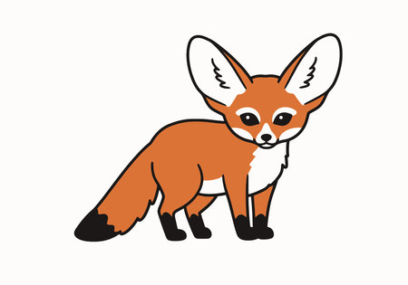 Fennec fox clip art. Cute fennec fox with oversized ears, isolated on white. Vector illustration design.のイラスト素材