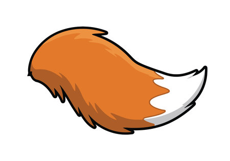 Fox tail clip art. Bushy fox tail with a white tip, isolated on white. Vector illustration design.のイラスト素材