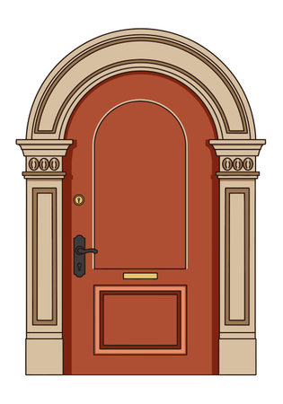 Arch Door Clipart. This image shows a detailed arch door with classical architectural elements. Vector illustration design.のイラスト素材