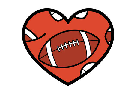 American football heart clipart. A heart-shaped design with a football pattern inside. Vector illustration design.のイラスト素材
