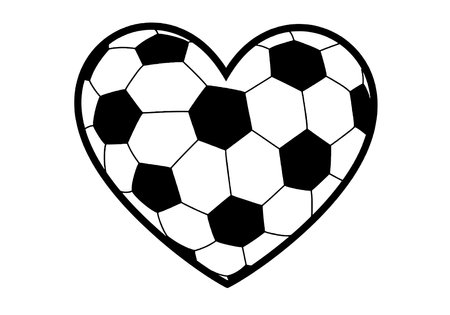 Football heart clipart. A heart-shaped outline with a soccer ball pattern inside. Vector illustration design.のイラスト素材