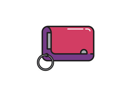 Key holder clip art. A colorful key holder with a ring, featuring purple and pink colors. Vector illustration design.のイラスト素材