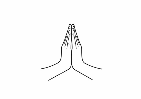 Namaste hands outline clipart. Two hands pressed together in a prayer-like gesture. Vector illustration design.のイラスト素材