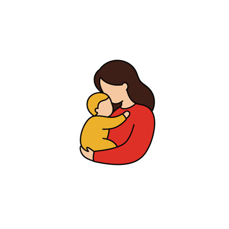Motherhood clipart. A mother holding a baby in her arms. Vector illustration design.のイラスト素材