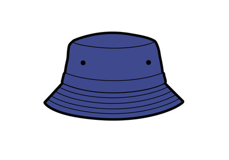 Bucket hat clip art. This image shows a blue bucket hat with a simple design and black outlines. Vector illustration design.のイラスト素材