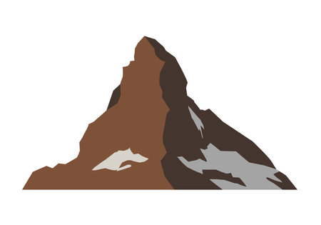 Matterhorn clip art. This image shows a stylized vector illustration of the Matterhorn mountain with brown, black, and gray colors. Vector illustration design.のイラスト素材